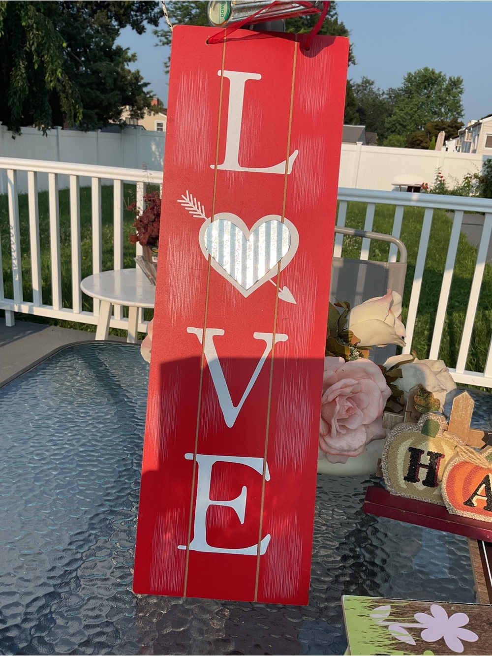 Rustic Red LOVE Vertical Wall Sign - Unbranded